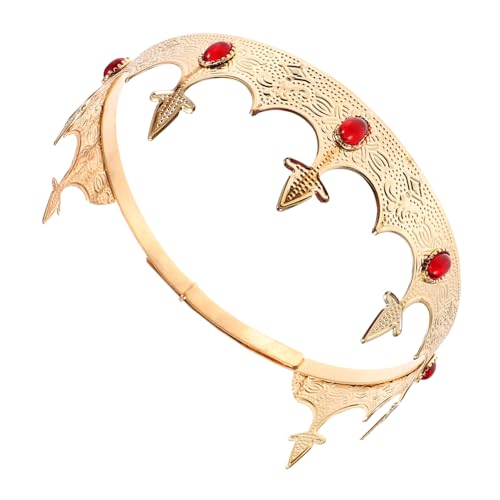 VERDANVERSE Kostüm Krone Dekorative Krone für Männer Vintage Party Geburtstagsfeiern und Bühnenaufführungen Gold mit Roten Diamanten VERDANVERSE Kostüm Krone Dekorative Krone für Männer Vintage Party Geburtstagsfeiern und Bühnenaufführungen Gold mit Roten Diamanten von VERDANVERSE