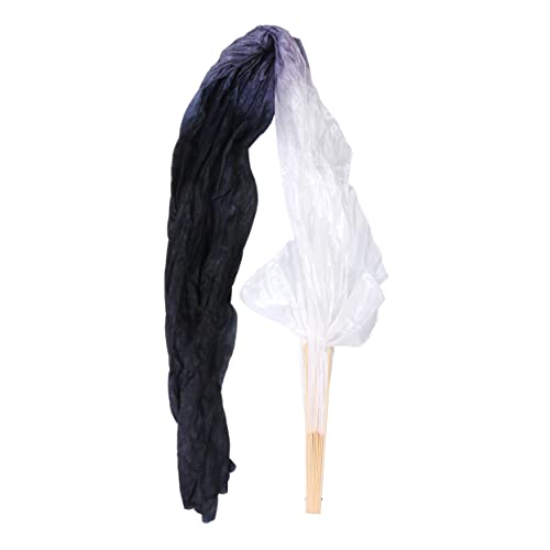 VERDANVERSE Länglicher Bauchtanz Fächer mit Seide und Farbverlauf Weiß und Schwarz Flexibles Design für Damen und Tanzaufführungen von VERDANVERSE