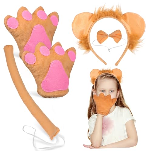 VERDANVERSE Löwenkostüm Set mit Tierohren Stirnband Handschuhe und Fliege Stoffmaterial Langlebig Vielseitig für Halloween Karneval Geburtstage und Cosplay Einfach Kombinierbar Geschenkidee VERDANVERSE Löwenkostüm Set mit Tierohren Stirnband Handschuhe und Fliege Stoffmaterial Langlebig Vielseitig für Halloween Karneval Geburtstage und Cosplay Einfach Kombinierbar Geschenkidee von VERDANVERSE