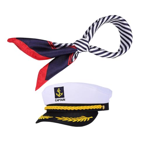 VERDANVERSE Nautische Kapitänsmütze und Schal für Herren und Damen Schiffs Captain Kostümzubehör für Thematische Partys von VERDANVERSE
