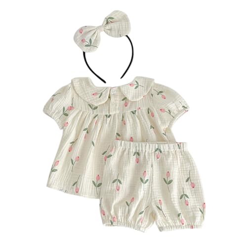VERDANVERSE Neugeborenes Baby Mädchen Outfit Kurzarm Muster Baumwolle Baby Mädchen Kleidung Set von VERDANVERSE