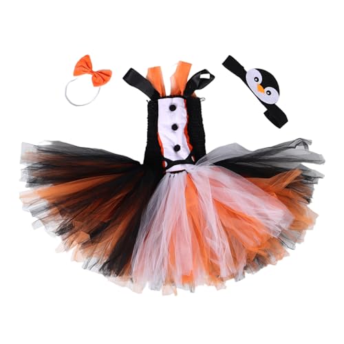 VERDANVERSE Pinguin Kostüm Tutu Kleid mit Tier Haarreif Fliege für Kleinkinder Halloween Fasching Party Bühnenauftritt von VERDANVERSE