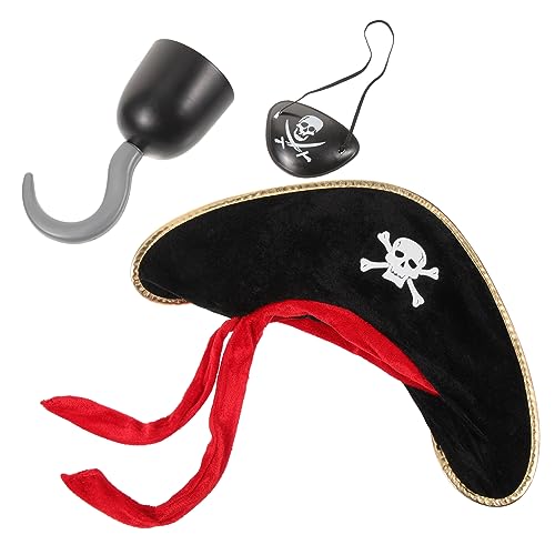 VERDANVERSE Piraten Kostüm Set mit Augenklappe Hut und Piratenhaken Zubehör für Halloween Cosplay Mottopartys und Geburtstagsfeiern von VERDANVERSE