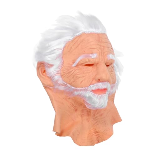 VERDANVERSE Realistische Alte Männer Maske mit Weißem Haar und Gruseliges Ganzkopf Kostüm für Erwachsene Atmungsaktives Material Integrierte Perücke für Halloween Karneval und Maskerade VERDANVERSE Realistische Alte Männer Maske mit Weißem Haar und Gruseliges Ganzkopf Kostüm für Erwachsene Atmungsaktives Material Integrierte Perücke für Halloween Karneval und Maskerade von VERDANVERSE