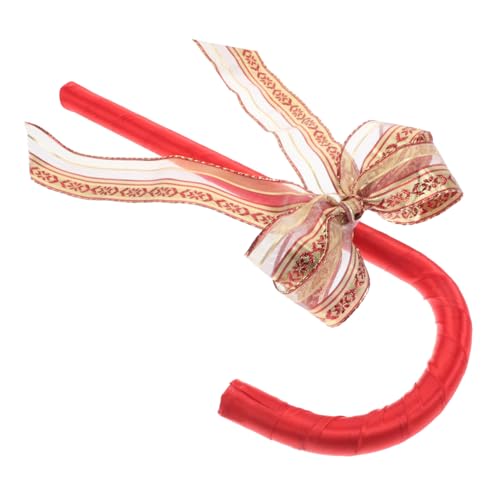 VERDANVERSE Roter Rollenspiel-gehstock mit Modischem Schleifenakzent Dekorativer Kostüm-Requisite für Weihnachten und Bühnenauftritte Vielseitiger Spazierstock für Festliche Cosplay-Events von VERDANVERSE