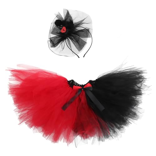 VERDANVERSE Schwarze und Rote Tüll Rock und Hut mit Haarreif für Partys Einzigartiges und Auffälliges Design und Atmungsaktiv für Halloween Feiern und Themenveranstaltungen von VERDANVERSE