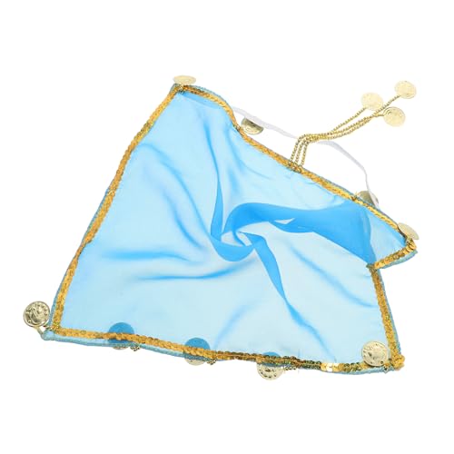 VERDANVERSE Tanz Performance Schleier Quaste Bauchtanz Gesichtsschleier Tropfenform Bühnenschleier Chiffon Bauchtänzerin Gesichtsschleier Kopfschleier Für Frauen Ball Silber von VERDANVERSE