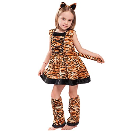 VERDANVERSE Tiger Cosplay Kostüm Mädchen Xl Langlebiges Bühnenkostüm für Rollenspiele Dschungel Fasching Braun Jahre von VERDANVERSE