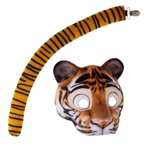 VERDANVERSE Tiger Mask und Set Halloween Cosplay Teiliges Leichtes EVA Tierkostüm mit Elastischem Band für Männer Frauen Karneval Party Foto Requisite Einzigartige Tiermaske von VERDANVERSE