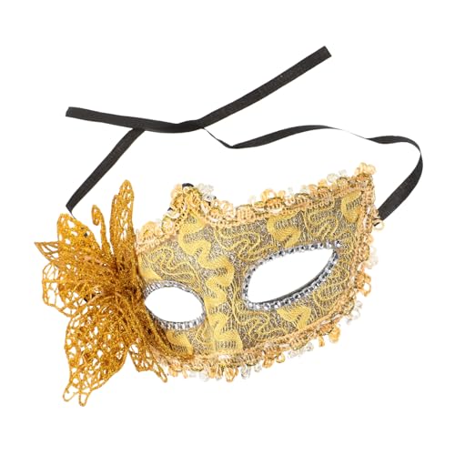 VERDANVERSE Venetianische Spitzen Masquerade Halbmaske mit Schmetterlingsdesign für Damen Party Maske für Maskenball Karneval Halloween und Festliche Anlässe Goldfarben von VERDANVERSE