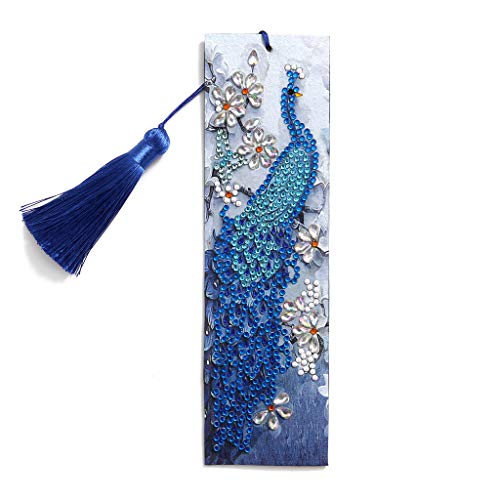 VETPW 5D DIY Diamant Malerei Lesezeichen, Malen Nach Zahlen Kit, Special Shaped Diamond Pasted Painting Bookmark, Diamant Stickerei Malerei Quaste Leder Lesezeichen Set -Pfau VETPW 5D DIY Diamant Malerei Lesezeichen, Malen Nach Zahlen Kit, Special Shaped Diamond Pasted Painting Bookmark, Diamant Stickerei Malerei Quaste Leder Lesezeichen Set -Pfau von VETPW