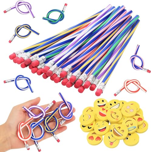 VEUWOLM 48 Stück Biegebleistifte mit Radiergummi Set, 24 Stück Bunt biegsame Bleistifte und 24 Stück Radiergummis,Gastgeschenk Zauberstift für Kinder,Party und Weihnachten Geschenk VEUWOLM 48 Stück Biegebleistifte mit Radiergummi Set, 24 Stück Bunt biegsame Bleistifte und 24 Stück Radiergummis,Gastgeschenk Zauberstift für Kinder,Party und Weihnachten Geschenk von VEUWOLM