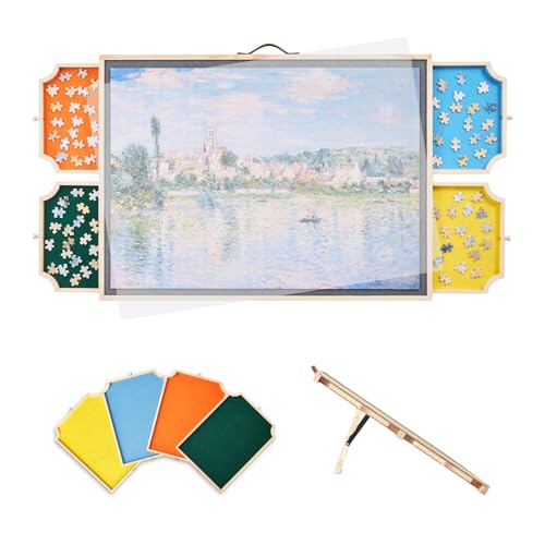 VEVOR 1000-teiliges drehbares Puzzlebrett mit 4 bunten Filzschubladen & Abdeckung, tragbarer Puzzletisch (760 x 560 x 32 mm), Puzzle-Zubehör für Erwachsene, Puzzle-Aufbewahrungssystem Puzzle Boards von VEVOR