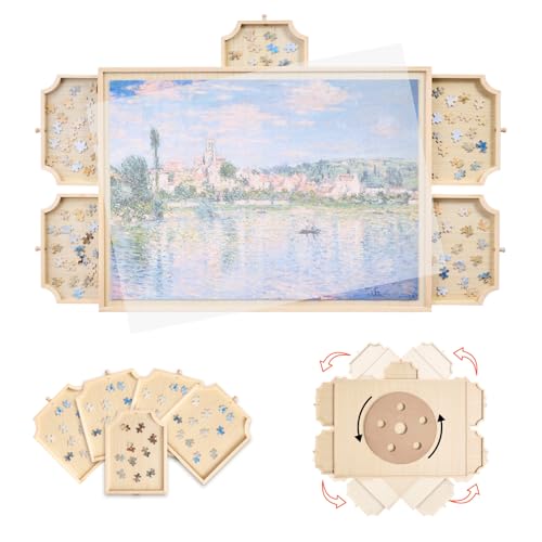 VEVOR 1000-teiliges drehbares Puzzlebrett mit 5 Schubladen & Abdeckung, tragbarer Puzzletisch (736 x 535 mm), Puzzle-Zubehör für Erwachsene, Puzzle-Organizer-Aufbewahrungssystem Puzzle Boards von VEVOR