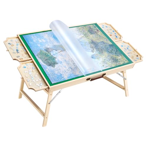 VEVOR 1500-teiliges Puzzlebrett mit 4 Schubladen & Abdeckung & klappbaren Beinen, tragbarer Puzzletisch (865 x 635 mm), Puzzle-Zubehör für Erwachsene, Puzzle-Aufbewahrungssystem Puzzle Boards von VEVOR
