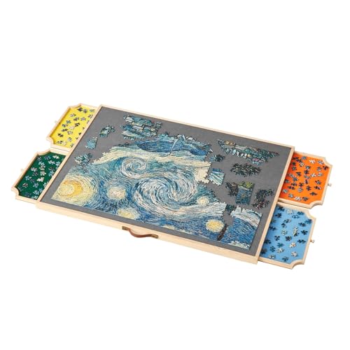 VEVOR 1500-teiliges drehbares Puzzlebrett mit 4 bunten Filzschubladen & Abdeckung, tragbarer Puzzletisch (890 x 660 x 32 mm), Puzzle-Zubehör für Erwachsene, Puzzle-Aufbewahrungssystem Puzzle Boards von VEVOR