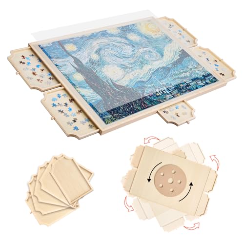 VEVOR 1500-teiliges drehbares Puzzlebrett mit 5 Schubladen & Abdeckung, tragbarer Puzzletisch (890 x 660 x 30 mm), Puzzle-Zubehör für Erwachsene, Puzzle-Organizer-Aufbewahrungssystem Puzzle Boards von VEVOR