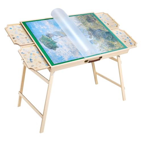 VEVOR 1500-tlg. Puzzlebrett mit 5 Schubladen & Abdeckung & klappbaren Beinen & Verstellbarer Neigungswinkel, Puzzletisch (865 x 635 mm) für Erwachsene, Puzzle-Aufbewahrungssystem Puzzle Boards von VEVOR