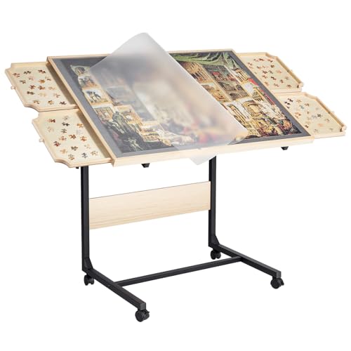 VEVOR 1500-tlg. Rollbares Puzzlebrett mit 4 Schubladen & Abdeckung, tragbarer Puzzletisch (865 x 635 mm), Puzzle-Zubehör für Erwachsene, Puzzle-Organizer-Aufbewahrungssystem Puzzle Boards von VEVOR