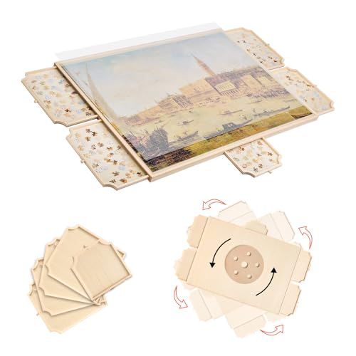 VEVOR 2000-teiliges drehbares Puzzlebrett mit 5 Schubladen & Abdeckung, tragbarer Puzzletisch (1045 x 763 x 36 mm), Puzzle-Zubehör für Erwachsene, Puzzle-Organizer-Aufbewahrungssystem Puzzle Boards von VEVOR