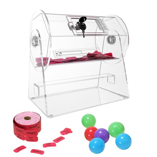 VEVOR Acryl-Trommel, professioneller Tombola-Ticket-Spinnkäfig mit 2 Schlüsseln, transparente Lotterie-Spinn-Zeichnung, hält 2500 Tickets oder 100 Tombola-Bälle, Tombola-Ticketbox für Lotterie-Spiele von VEVOR