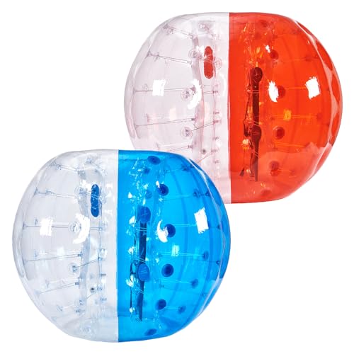 VEVOR Aufblasbarer Bump Ball Bumper Stoßball 2 STK. 1,5 m x 1,2 m, Menschlicher Kollisionsball, PVC-Körperblasen-Bounce-Ball für Outdoor-Aktivitäten, Rot + Blau + Transparent Aufblasbar Bumper Ball von VEVOR