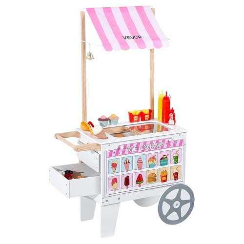 VEVOR Eiswagen für Kinder, 20+ Zubehörteile, Eisdielen-Spielzeugküche mit Eistüte, Markise & Gefrierschrank, Aufbewahrungsschubladen & umblätterbaren Speisekarten, für Kinder von 3–7 Jahren VEVOR Eiswagen für Kinder, 20+ Zubehörteile, Eisdielen-Spielzeugküche mit Eistüte, Markise & Gefrierschrank, Aufbewahrungsschubladen & umblätterbaren Speisekarten, für Kinder von 3–7 Jahren von VEVOR