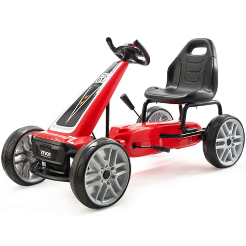 VEVOR Go-Kart, 4-Rad-Offroad-Tretauto für Kinder mit Lenkrad, ergonomisch verstellbarem Sitz und Handbremse, Eva-Rädern, Tretfahrzeug, Kinderfahrzeug für Kinder im Alter von 5–12 Jahren, Rot VEVOR Go-Kart, 4-Rad-Offroad-Tretauto für Kinder mit Lenkrad, ergonomisch verstellbarem Sitz und Handbremse, Eva-Rädern, Tretfahrzeug, Kinderfahrzeug für Kinder im Alter von 5–12 Jahren, Rot von VEVOR