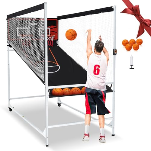 VEVOR Indoor-Basketballspiel für 2 Spieler, Basketballautomat, Baskeltballständer mit 5 Bällen & 8 Spielmodi & 2 Basketballkörben & Anzeigetafel & Aufblaspumpe, für Kinder, Erwachsene (Schwarz) VEVOR Indoor-Basketballspiel für 2 Spieler, Basketballautomat, Baskeltballständer mit 5 Bällen & 8 Spielmodi & 2 Basketballkörben & Anzeigetafel & Aufblaspumpe, für Kinder, Erwachsene (Schwarz) von VEVOR