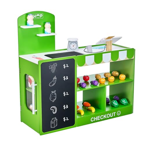VEVOR Kaufmannsladen-Spielset, Holzspiel 35-teilig, Kinder-Supermarkt-Spielladen mit Einkaufstasche, Förderband, Scanner, Registrierkasse, realistischer Obst und Gemüse, für Kinder ab 3 Jahren VEVOR Kaufmannsladen-Spielset, Holzspiel 35-teilig, Kinder-Supermarkt-Spielladen mit Einkaufstasche, Förderband, Scanner, Registrierkasse, realistischer Obst und Gemüse, für Kinder ab 3 Jahren von VEVOR