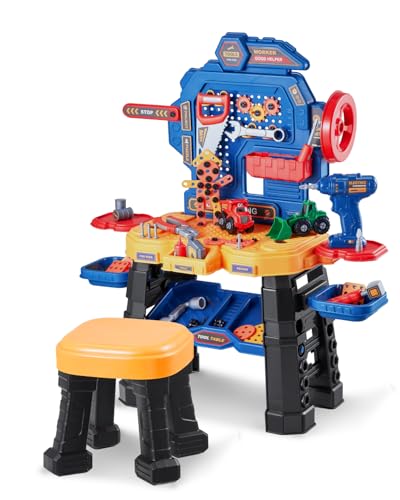 VEVOR Kinder-Werkbank, 181-teilig, Werkzeugbank mit realistischen Werkzeugen und elektrischer Bohrmaschine, Bauwerkzeuge für Kinder, Kleinkind-Werkbank-Lernspielzeug für Kinder ab 3 Jahren VEVOR Kinder-Werkbank, 181-teilig, Werkzeugbank mit realistischen Werkzeugen und elektrischer Bohrmaschine, Bauwerkzeuge für Kinder, Kleinkind-Werkbank-Lernspielzeug für Kinder ab 3 Jahren von VEVOR