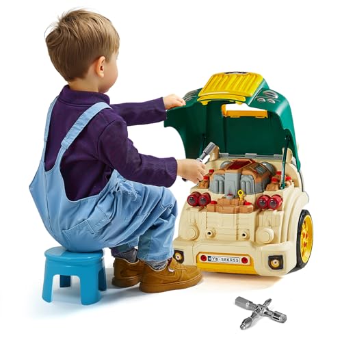 VEVOR Motorspielzeug, 60-teilig, Autoreparaturset für Kinder, mit abnehmbaren Teilen, Lichtern und Geräuschen, Lenkrad und Hupe, Mechaniker-Werkstattset für Kinder für Kleinkinder ab 3 Jahren, Grün VEVOR Motorspielzeug, 60-teilig, Autoreparaturset für Kinder, mit abnehmbaren Teilen, Lichtern und Geräuschen, Lenkrad und Hupe, Mechaniker-Werkstattset für Kinder für Kleinkinder ab 3 Jahren, Grün von VEVOR