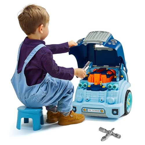 VEVOR Motorspielzeug, 60-teilig, Autoreparaturset für Kinder, mit abnehmbaren Teilen, Lichtern und Geräuschen, Lenkrad und Hupe, Mechaniker-Werkstattset für Kinder für Kleinkinder ab 3 Jahren, Blau VEVOR Motorspielzeug, 60-teilig, Autoreparaturset für Kinder, mit abnehmbaren Teilen, Lichtern und Geräuschen, Lenkrad und Hupe, Mechaniker-Werkstattset für Kinder für Kleinkinder ab 3 Jahren, Blau von VEVOR
