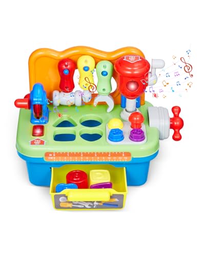 VEVOR Musikalisches Werkbank-Spielzeug, Geräusche & Lichter, Lernwerkbank für Kinder ab 2 Jahren, Motorikspielzeug, Baby-Rollenspiel-Werkzeugset, Aktivitäten zum Sortieren von Formen für Kleinkinder VEVOR Musikalisches Werkbank-Spielzeug, Geräusche & Lichter, Lernwerkbank für Kinder ab 2 Jahren, Motorikspielzeug, Baby-Rollenspiel-Werkzeugset, Aktivitäten zum Sortieren von Formen für Kleinkinder von VEVOR