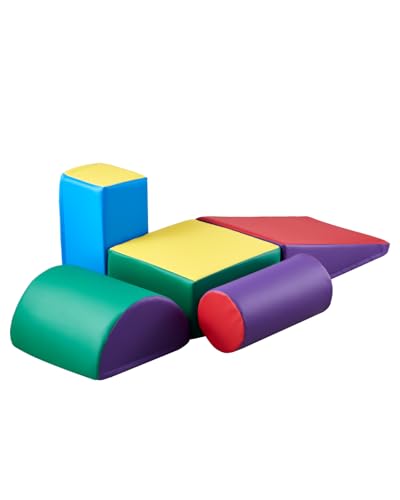 VEVOR Softbausteine, 5-teiliges Set, Schaumstoffbausteine für Kleinkinder von 6 Monaten bis 3 Jahren, Großbausteine aus PU-Leder, Indoor-Kletter- & Krabbelaktivitätsspielset zum Krabbeln & Rutschen von VEVOR