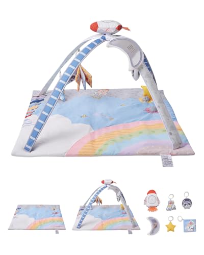 VEVOR Spielmatte 89x89x48cm, Erlebnisdecke mit 6 sensorischen Spielzeugen, leuchtendem Musikraketenspielzeug, für Kinder im Alter von 0–18 Monaten, zur Entwicklung sensorischer & motorischer Fähigkeit von VEVOR
