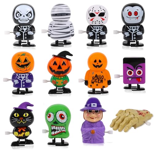 VEYLIN 12 Stück Halloween Aufziehspielzeuge für Kinder – Lustige Aufziehfiguren als Mitgebsel, Partyspielzeug, kleine Geschenke für Halloween, Süßes oder Saures von VEYLIN