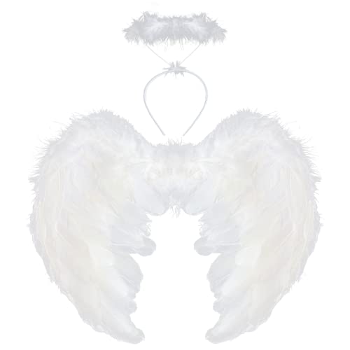 VEYLIN Engelsflügel und Heiligenschein, weiße Engelsflügel, gefallene Engelsflügel, Kostüm für Erwachsene, Halloween, Weihnachtsfeier VEYLIN Engelsflügel und Heiligenschein, weiße Engelsflügel, gefallene Engelsflügel, Kostüm für Erwachsene, Halloween, Weihnachtsfeier von VEYLIN