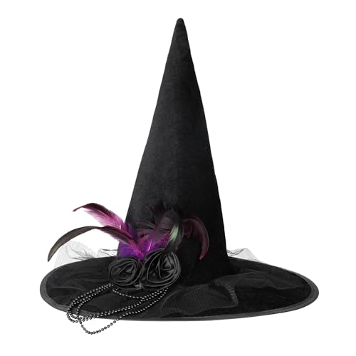 VEYLIN Hexenhut, Halloween, schwarzer Hexenhut für Damen, Halloween-Hut, Kinder, Erwachsene, Hexenhüte, Kostüm, Halloween, Kostümzubehör VEYLIN Hexenhut, Halloween, schwarzer Hexenhut für Damen, Halloween-Hut, Kinder, Erwachsene, Hexenhüte, Kostüm, Halloween, Kostümzubehör von VEYLIN