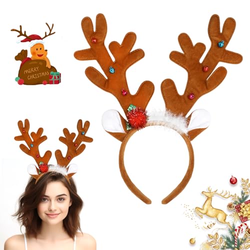 VEYLIN Rentier Geweih Stirnband Geweihstirnband,Weihnachten Stirnband für Kostüm Rentier Haarreif Eine der besten Weihnachtsdekorationen von VEYLIN