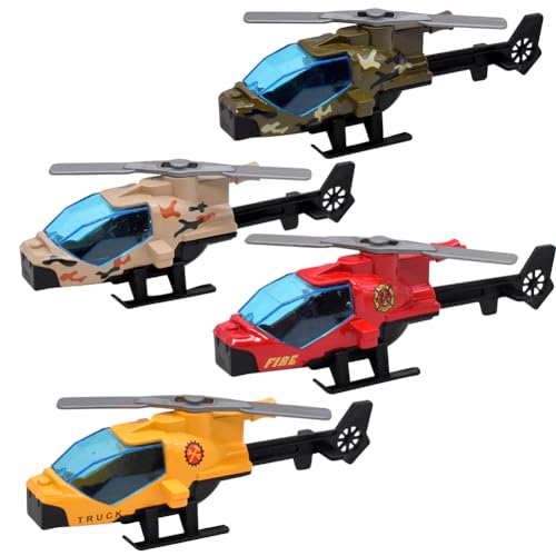 VEghee 4 Stücke Spielzeug Hubschrauber, Mini Flugzeug Modell Ziehen, Flugzeug Spielzeug Flugzeug Spielset, 3-12 Jahre Jungen Mädchen Kinder von VEghee
