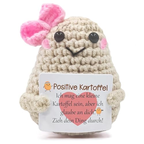 VEghee Creative Pocket Hug Positive Kartoffel, Knitted Wool Kartoffel Doll, Best Gift Boyfriend and Girlfriend Gifts, Sick, Birthday Gift Party, Christmas Decoration Gift (White) von VEghee