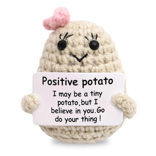 VEghee Creative Pocket Hug Positive Potato, Knitted Wool Potato Doll, Best Gift Boyfriend and Girlfriend Gifts, Sick, Birthday Gift Party, Christmas Decoration Gift (White) von VEghee
