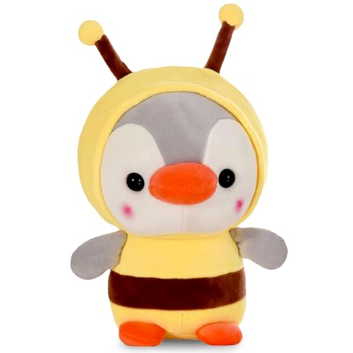 VEghee Cuddly Toy Penguin Bee, 25cm Plush Toy, Penguin Bee Plush Stuffed Toy, Penguin Bee Soft Filled Cushion, Animal Plush Cushion Toy Gift for Children, Girls, Boys, Cuddly Toy（Yellow） von VEghee