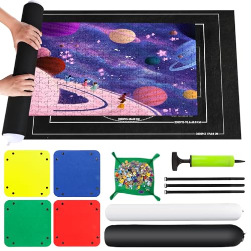 VFANDV Puzzle Matte, Puzzlematte 1000 1500 2000 3000 Teile Puzzle Teppich Puzzle Rollmatte - Tragbare Puzzlematte Puzzle Roll Storage Mat, 100 * 140CM (Schwarz) VFANDV Puzzle Matte, Puzzlematte 1000 1500 2000 3000 Teile Puzzle Teppich Puzzle Rollmatte - Tragbare Puzzlematte Puzzle Roll Storage Mat, 100 * 140CM (Schwarz) von VFANDV