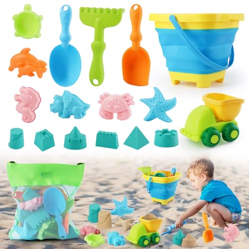 VFANDV Sandspielzeug, 18 Stück Kinder Strandspielzeug Set Sandkasten Spielzeug Reise Sandspielzeug mit Faltbarer Eimer Sandschaufel Sandförmchen Netzbeutel Sandspielzeug für Kinder Jungen Mädchen VFANDV Sandspielzeug, 18 Stück Kinder Strandspielzeug Set Sandkasten Spielzeug Reise Sandspielzeug mit Faltbarer Eimer Sandschaufel Sandförmchen Netzbeutel Sandspielzeug für Kinder Jungen Mädchen von VFANDV