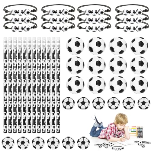 48 Stück Fußball Mitgebsel Jungen Satz mit 12 Fußball Bleistift, 12 Radiergummi Fussball, 12 Fußball Armband und 12 Fußball Stressbälle, Kindergeburtstag Gastgeschenke für Fußballfans und Kinder 48 Stück Fußball Mitgebsel Jungen Satz mit 12 Fußball Bleistift, 12 Radiergummi Fussball, 12 Fußball Armband und 12 Fußball Stressbälle, Kindergeburtstag Gastgeschenke für Fußballfans und Kinder von VFFNFF