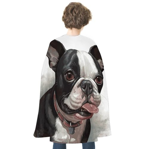 VFKLT Halloween Doppelseitiger Umhang, Boston Terrier bedrucktes Halloween Vampir Umhang Party Kostüme für Männer und Frauen von VFKLT