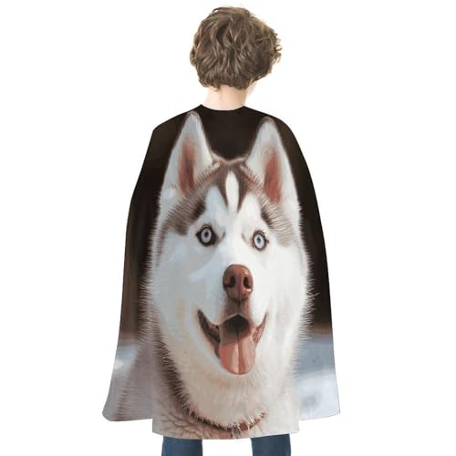 VFKLT Halloween Doppelseitiger Umhang, Husky Piquant Hund Gedruckt Halloween Vampir Umhang Party Kostüme für Damen und Herren von VFKLT