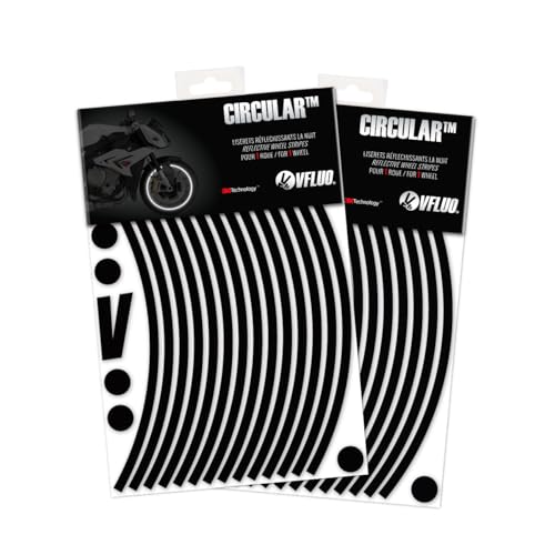 VFLUO Circular,(2er-Pack) Motorroller retroreflektierendes Felgenband-Kit (1 Rad), 3M Technology, Band normaler Breite: 7mm, Schwarz von VFLUO